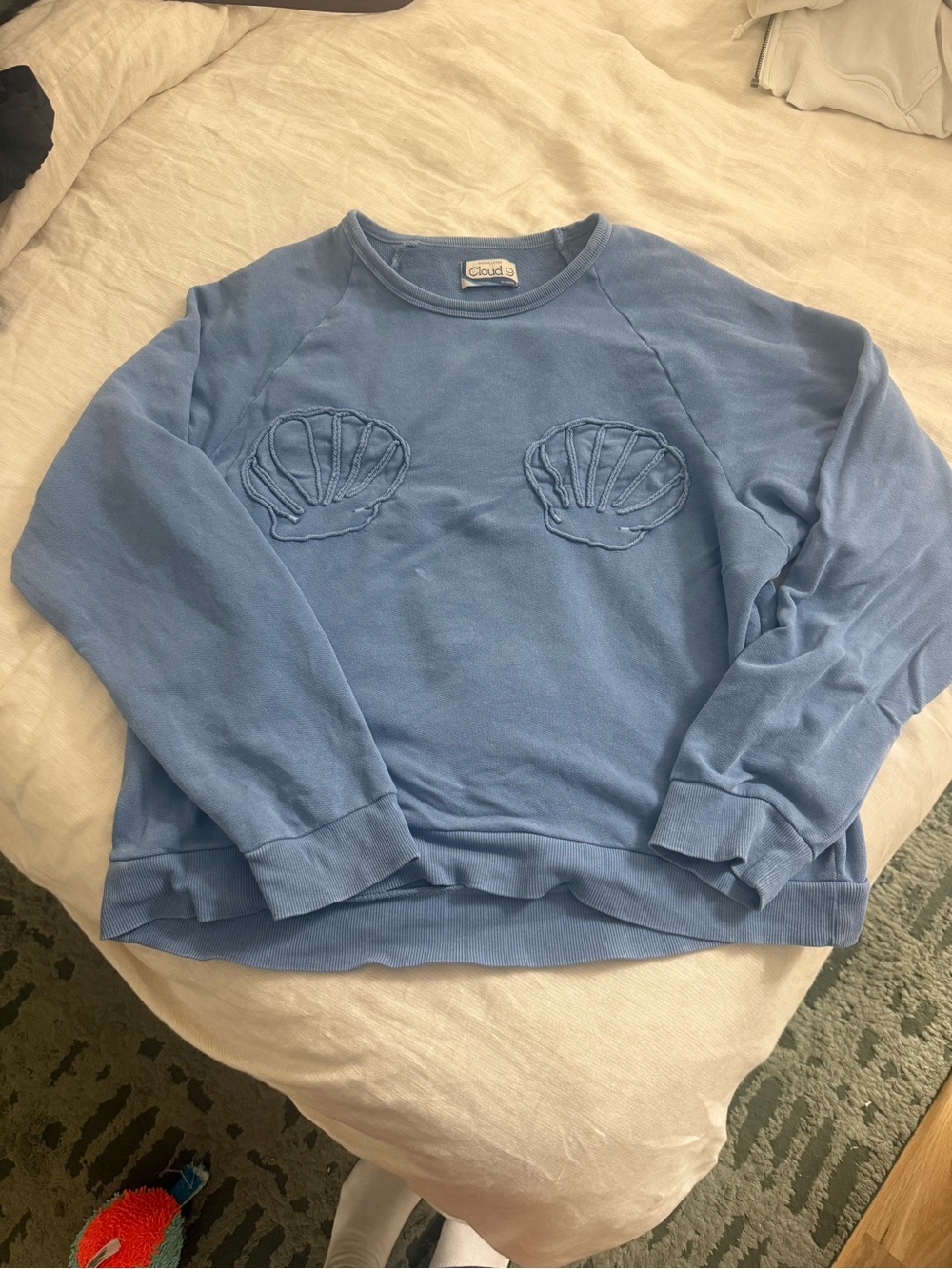 Marine Layer Cloud 9 Blue Shell Applique Crewneck Sweater